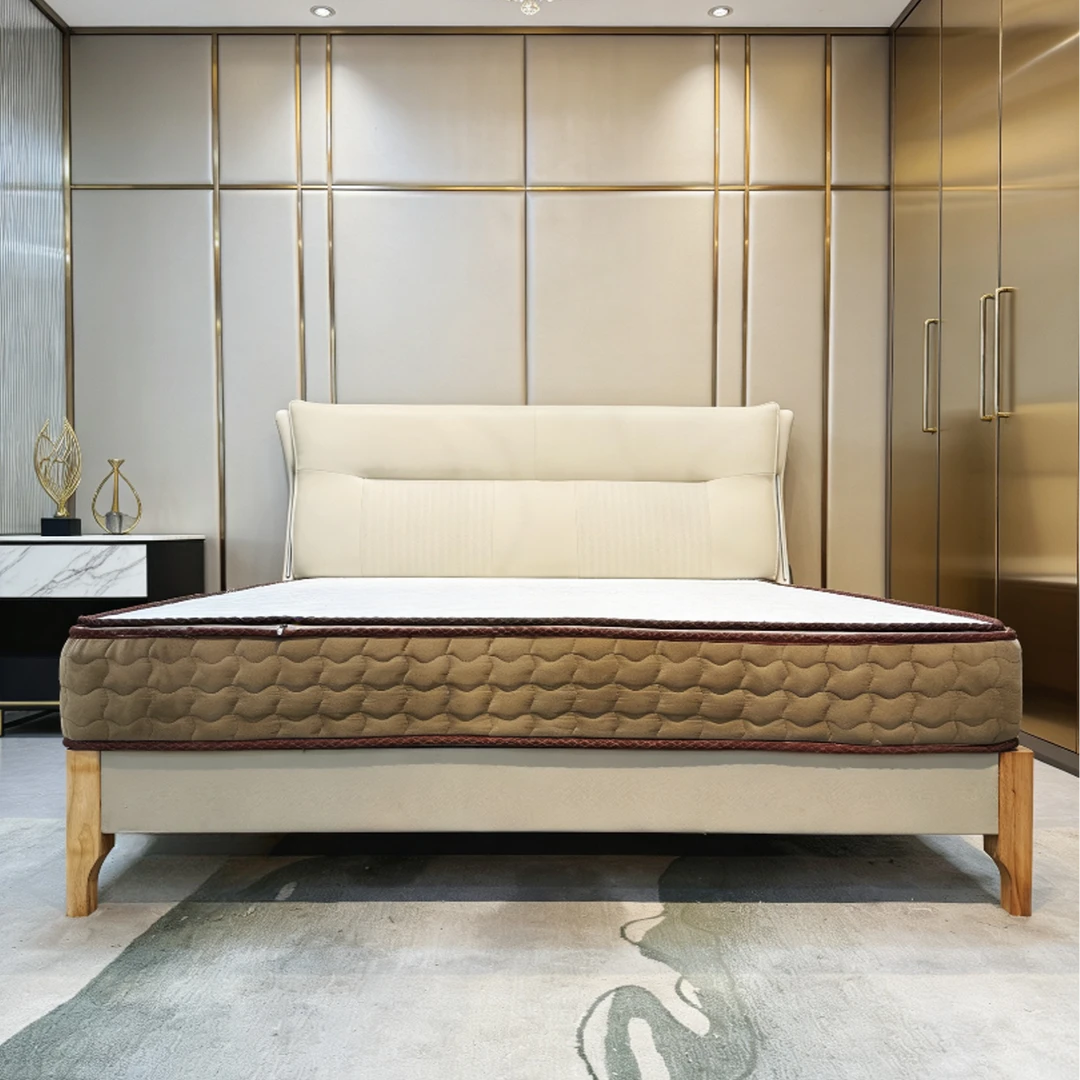 简约轻奢榫卯橡胶木床免洗主卧婚床现代意式儿童床高端皮床家用