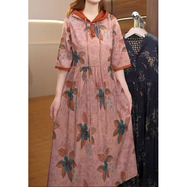 2085-23（红云）新款连帽女士连衣裙