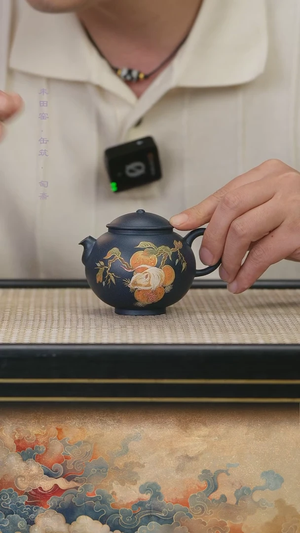 茶壶紫砂紫砂柴烧蓝料寻宝鼠