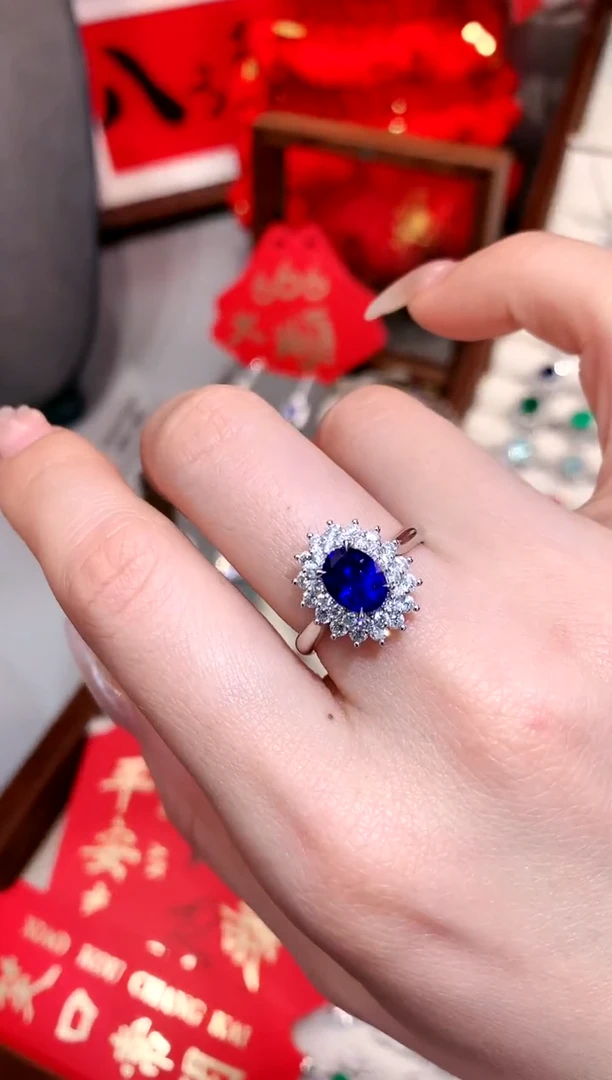 【闪购商品】蓝宝石戒指18K金镶嵌1.51ct/天然宝石/七天无理由