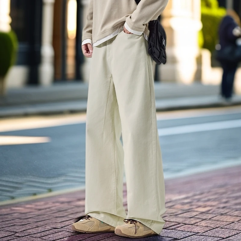 男士秋季百搭纯棉长裤休闲裤不卡裆柳叶裆男裤阔腿裤春秋垂顺宽松