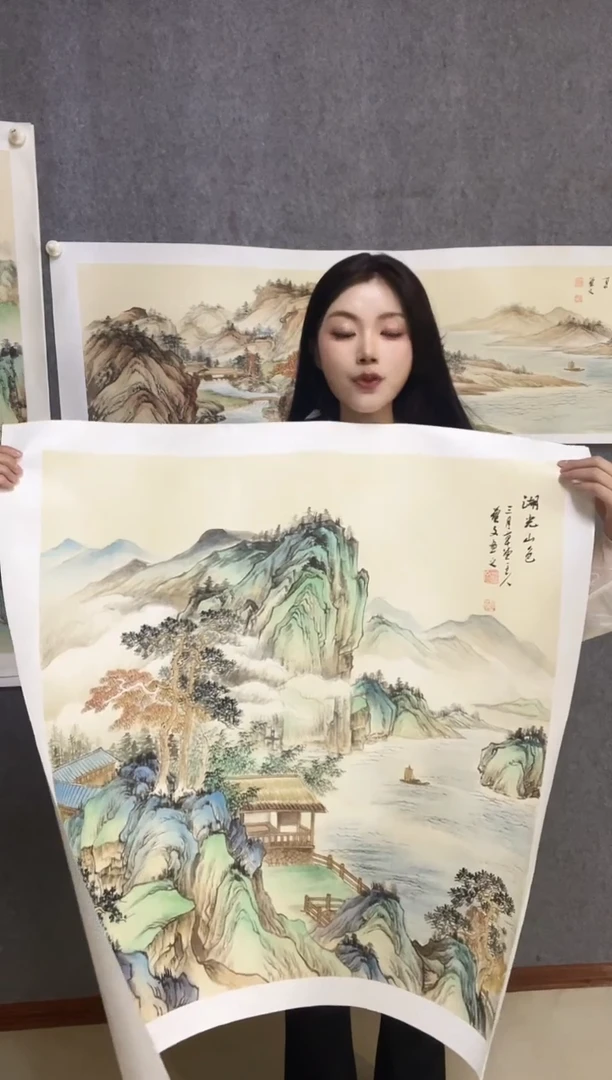 【闪购商品】国画开播福利《湖光山色》手绘国画仿古山水