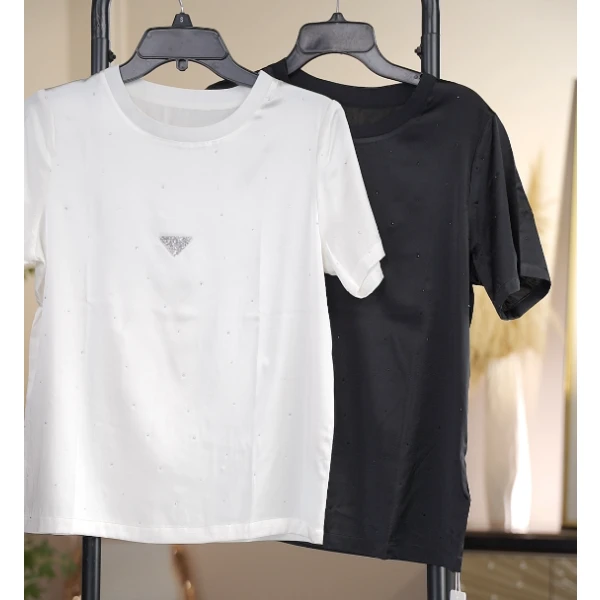 夏季常规款宽松圆领简约T恤夏季文艺休闲几何设计春夏T恤百搭-805