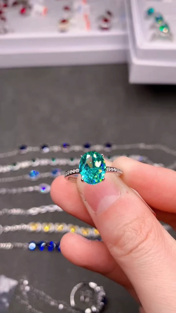 【闪购商品】帕拉依巴碧玺戒指银S925镶嵌.....