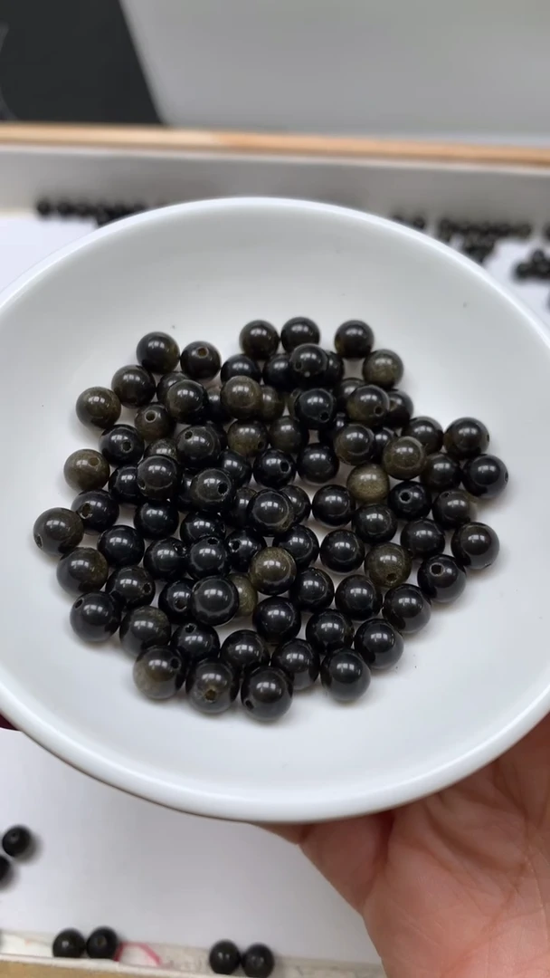 未镶嵌黑曜岩颈饰b907 金 曜 石 6mm 30个8.8元