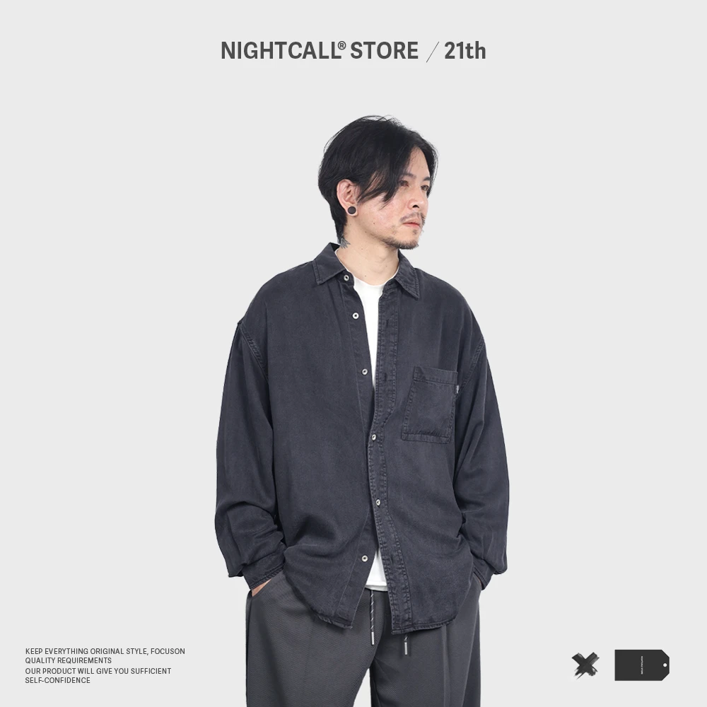 NIGHTCALL / 莱赛尔天丝 拉高锰炒色宽松版翻领纽扣衬衣