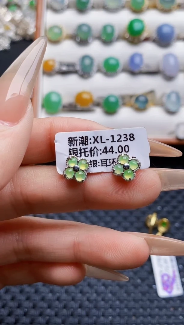 银S925镶嵌戒指翡翠3482