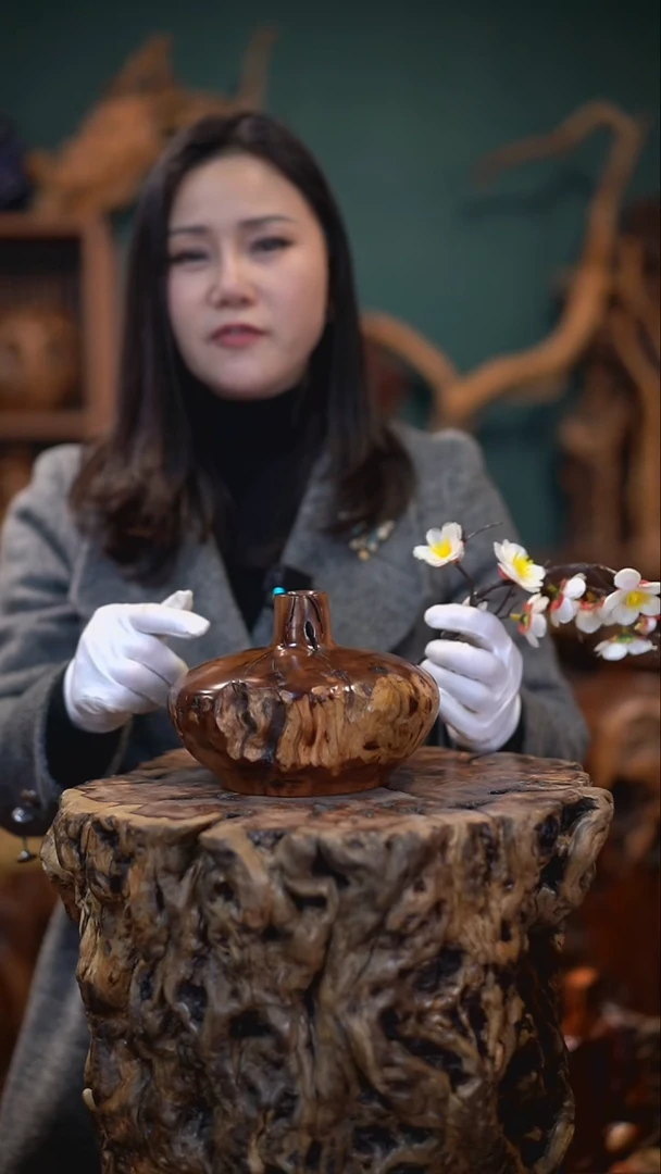 【闪购商品】枣木雷击枣木豆豆瓶