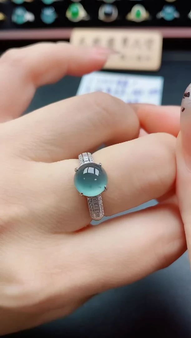 银S925镶嵌戒指翡翠1