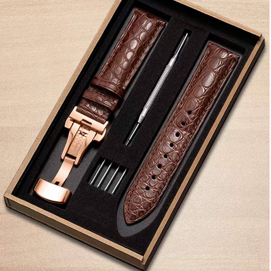 一辰真皮手表带美洲鳄鱼皮男女表链代用浪琴天梭欧米茄天王美度dw