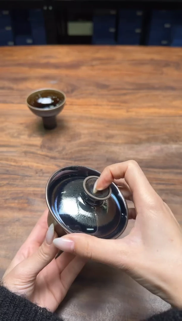 瓷建盏 白丁 两才盖碗