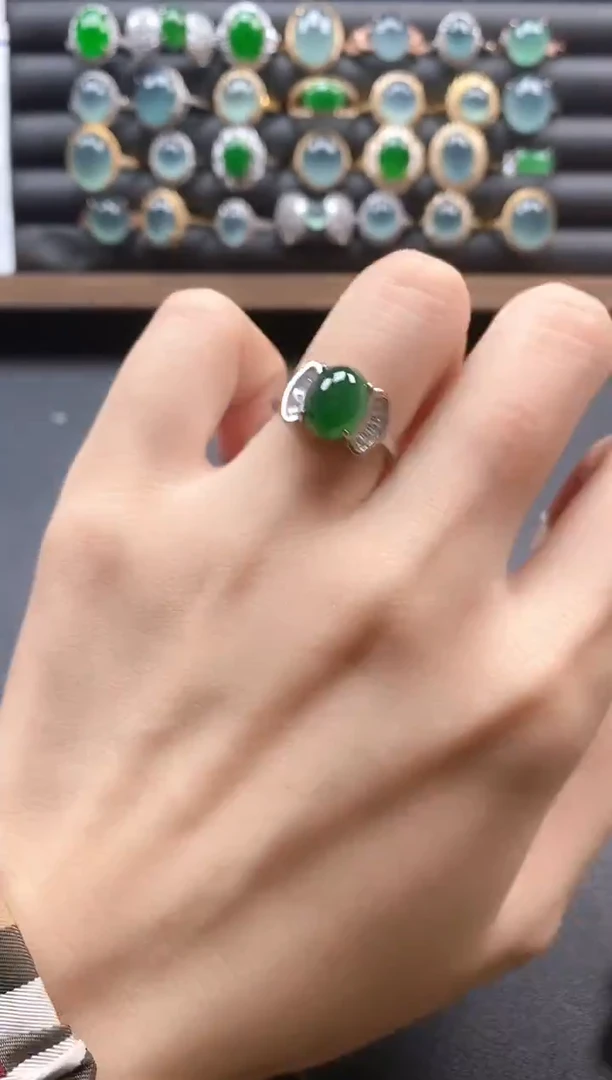 银S925镶嵌戒指翡翠51151