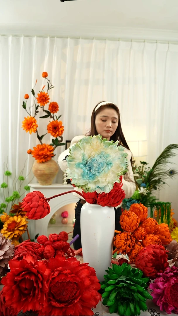 永生花洋蓟霸王花1个头微瑕【春日青】A39