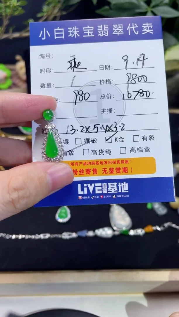 吊坠(不含链)18K金镶嵌翡翠乘***?吊坠