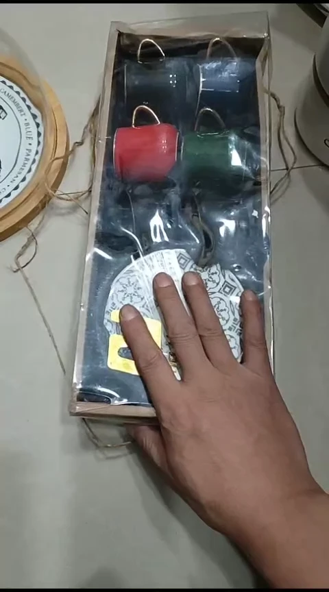 瓷彩色咖啡杯六杯六碟
