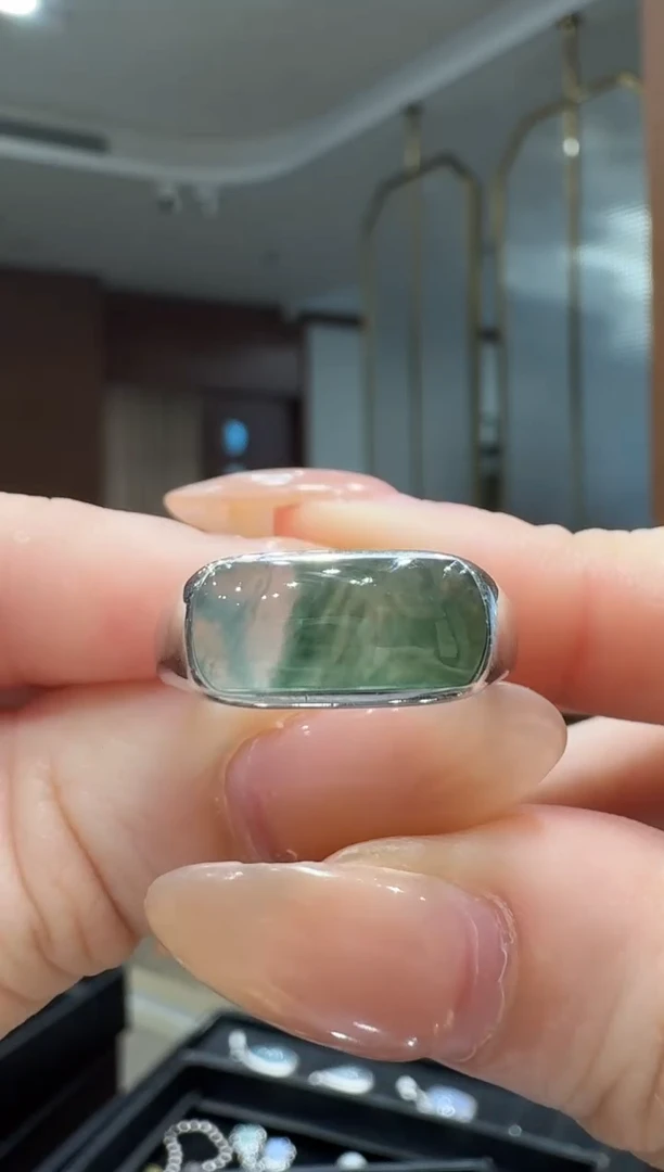 银S925镶嵌戒指翡翠银镶