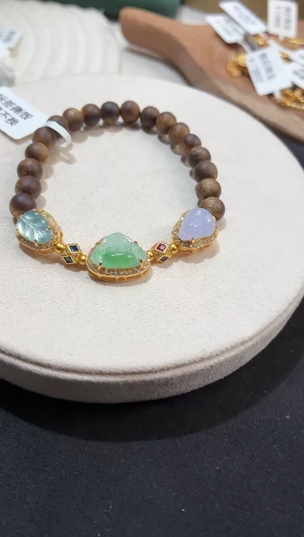 银S925镶嵌手串翡翠手串