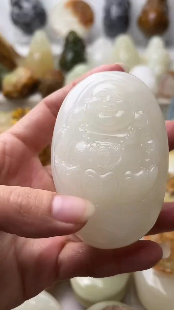 石材古青石棉纹正常不退换弥勒佛微瑕