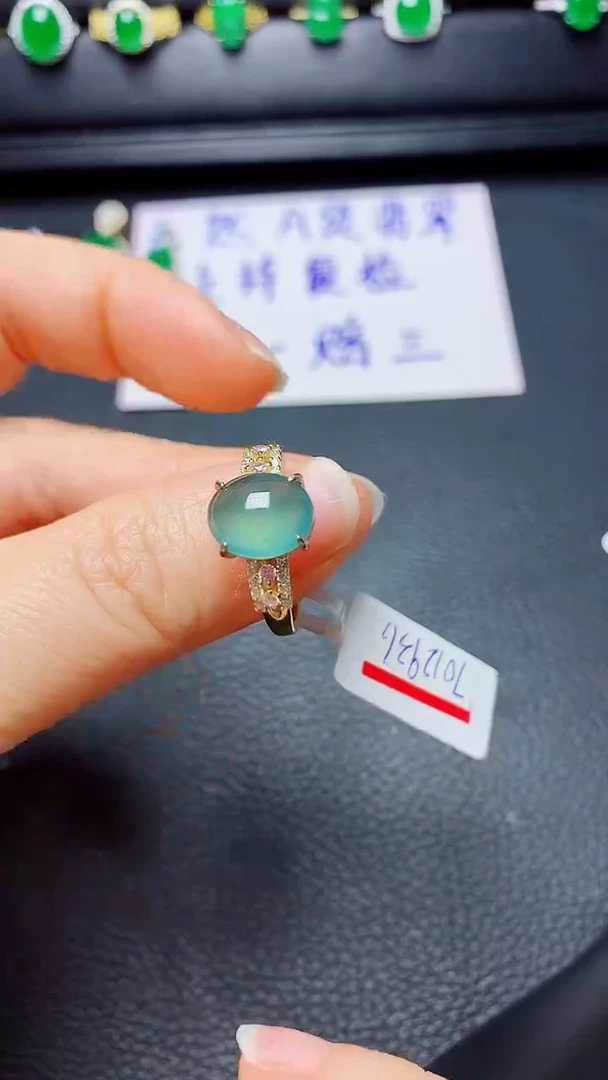 银S925镶嵌戒指翡翠天然翡翠A货s925银镶