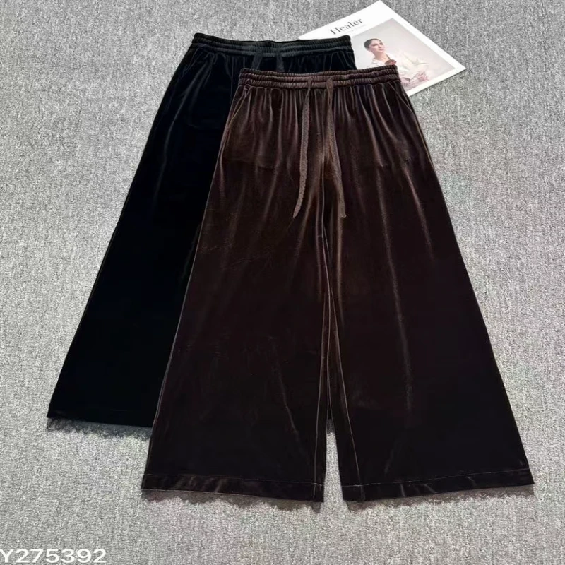 D50241冰爽老钱风无弹力长裤高腰休闲裤A字复古时尚英伦风