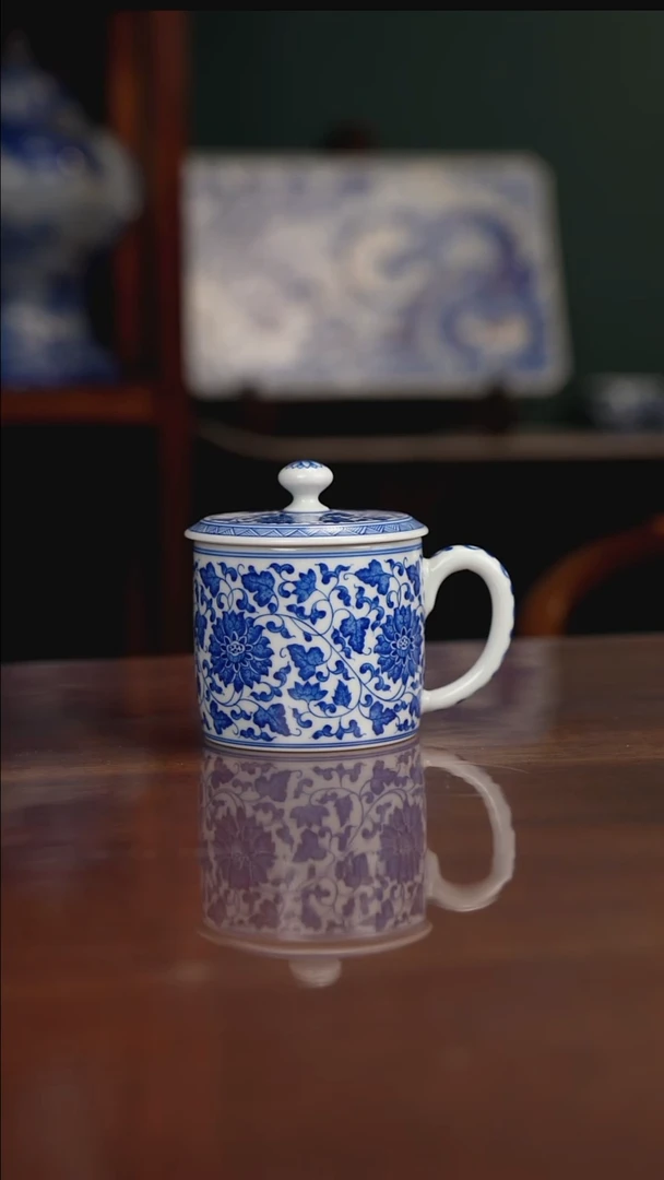 晓月柴窑 缠枝办公杯