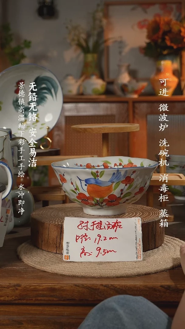 瓷景德镇高温瓷釉下彩手绘陶瓷