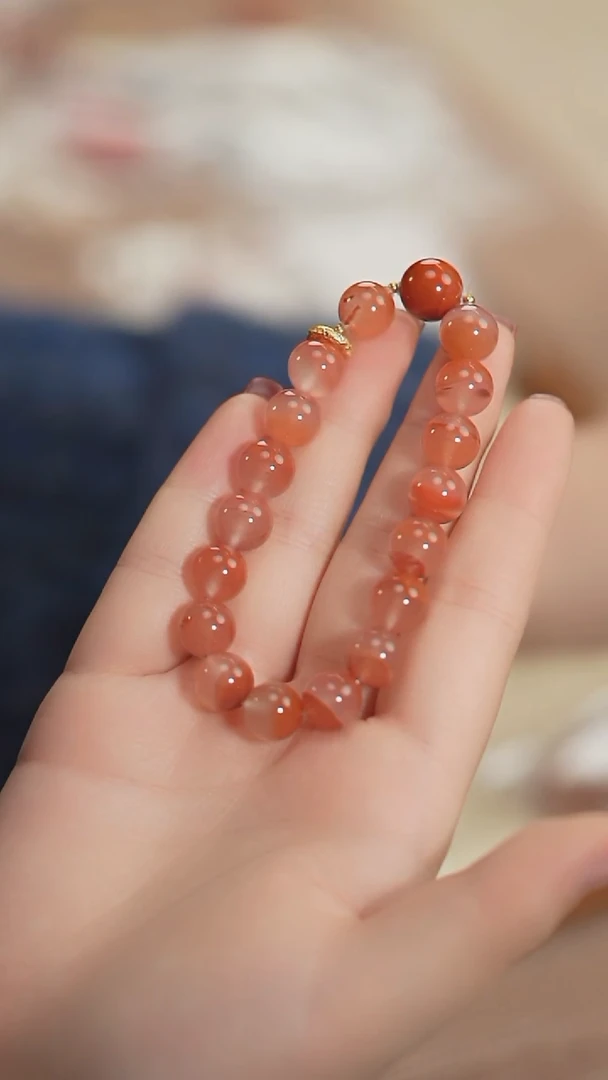 【闪购商品】南红玛瑙手串未镶嵌【海边】飘花南红 大珠手串