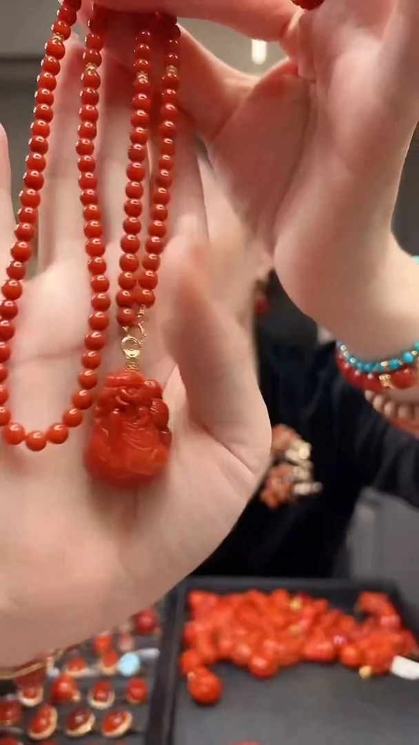 未镶嵌项链+吊坠/套装南红玛瑙5mm/50cm/18K金设计款