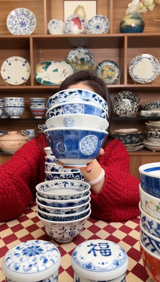 【闪购商品】瓷片浓祥瑞+唐子+宝寿+丸纹 12.5中饭碗