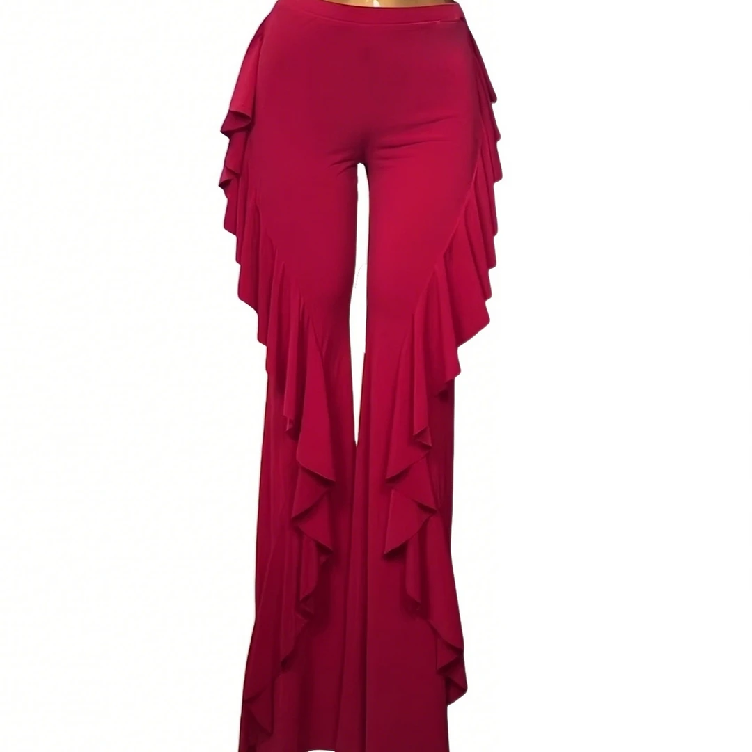 气质女款荷叶边斜肩裸感瑜伽服套装显瘦练功服上衣裤子单拍WZY270