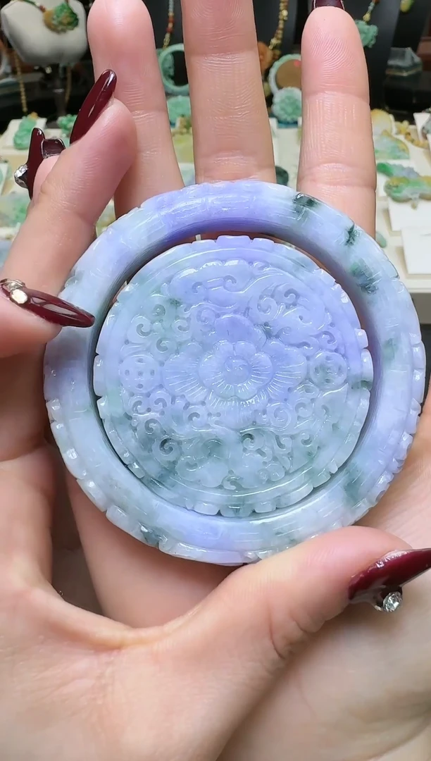 【闪购商品】翡翠手镯未镶嵌高品质紫翡飘花套镯