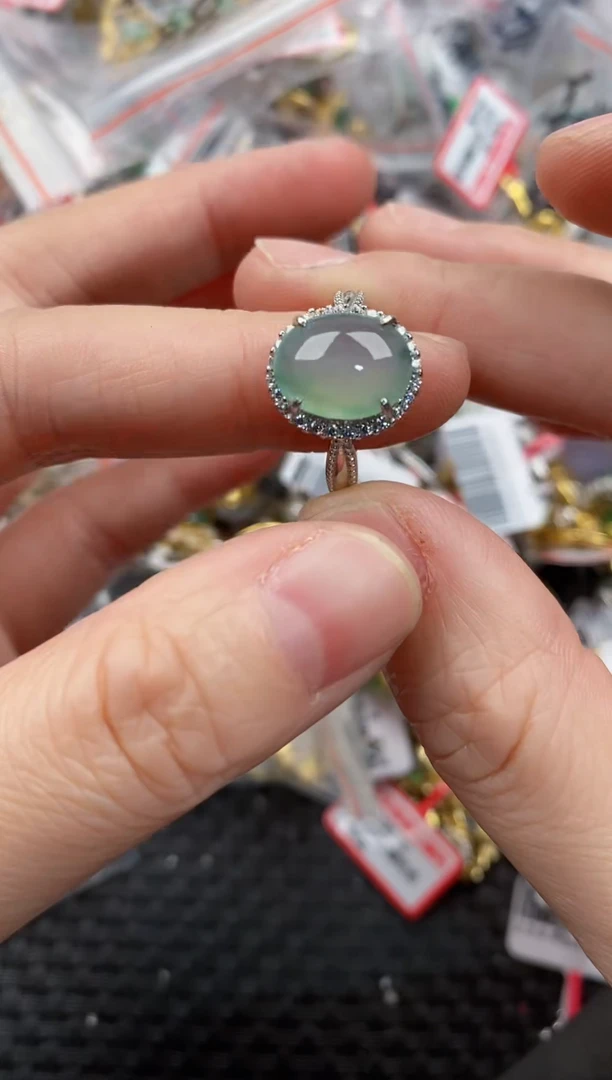 银S925镶嵌戒指翡翠1111----3