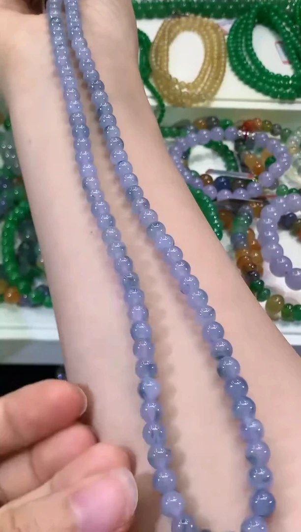 未镶嵌手串翡翠C177 紫货有色差