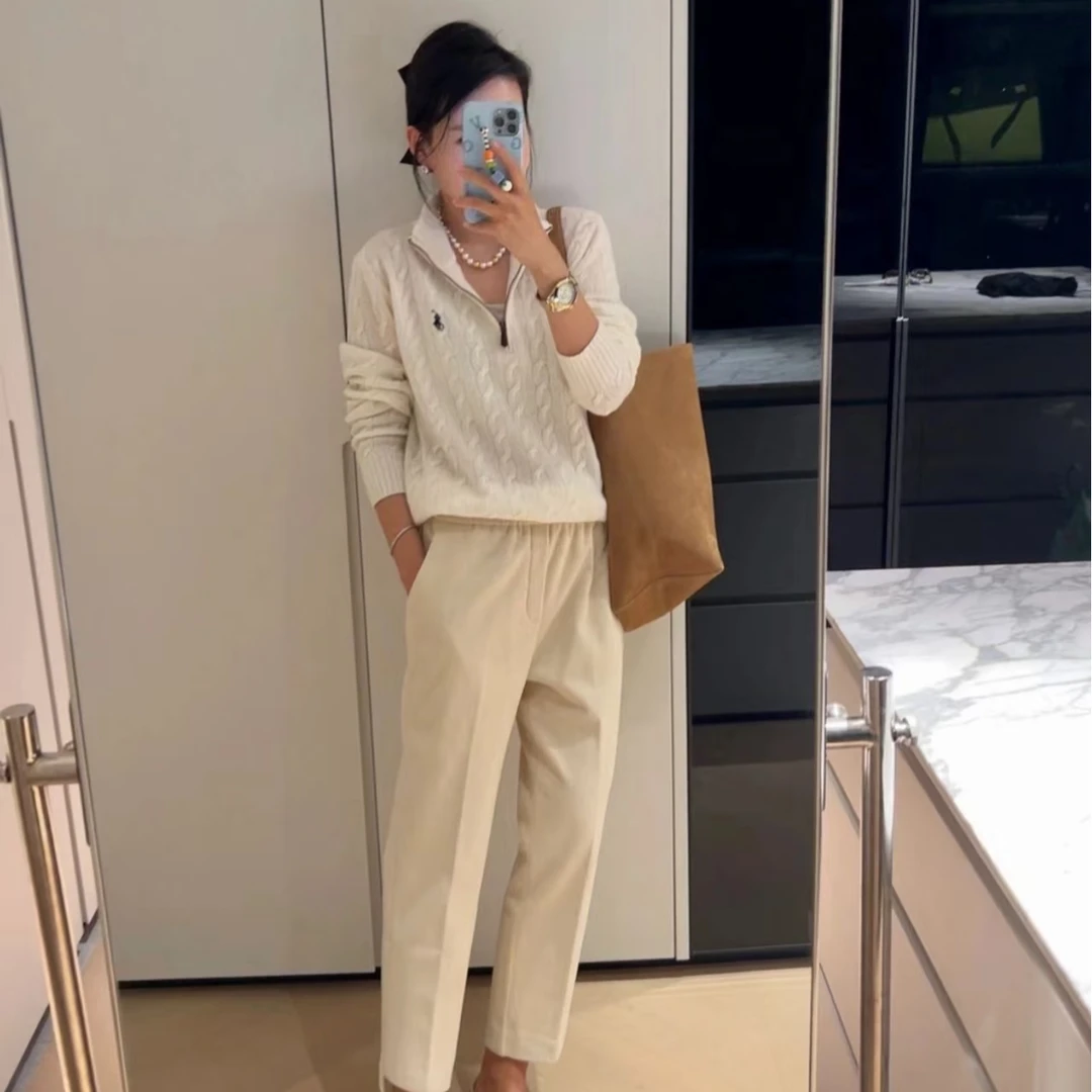 CARVOILA麻花纯色羊毛半拉链上衣秋冬休闲时尚女简约翻领宽松385