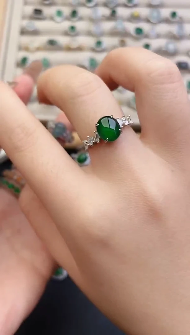 银S925镶嵌戒指翡翠0