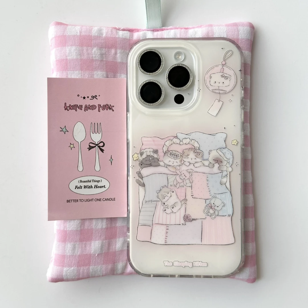 IMD睡眠猫猫适用iphone16苹果15果冻手机壳小米OPPOVIVO荣耀一加