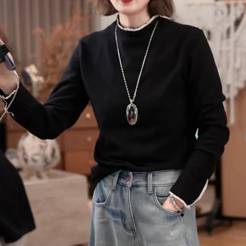 【花边打底】新款秋冬打底时尚百搭休闲洋气宽松感上衣LK2507699