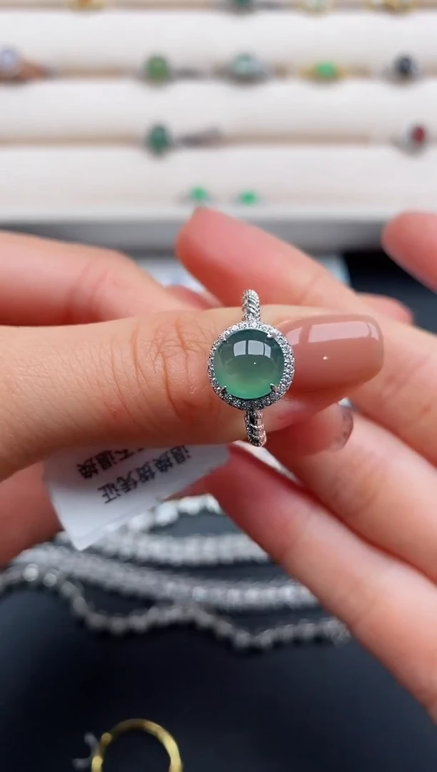 银S925镶嵌戒指翡翠777777+3
