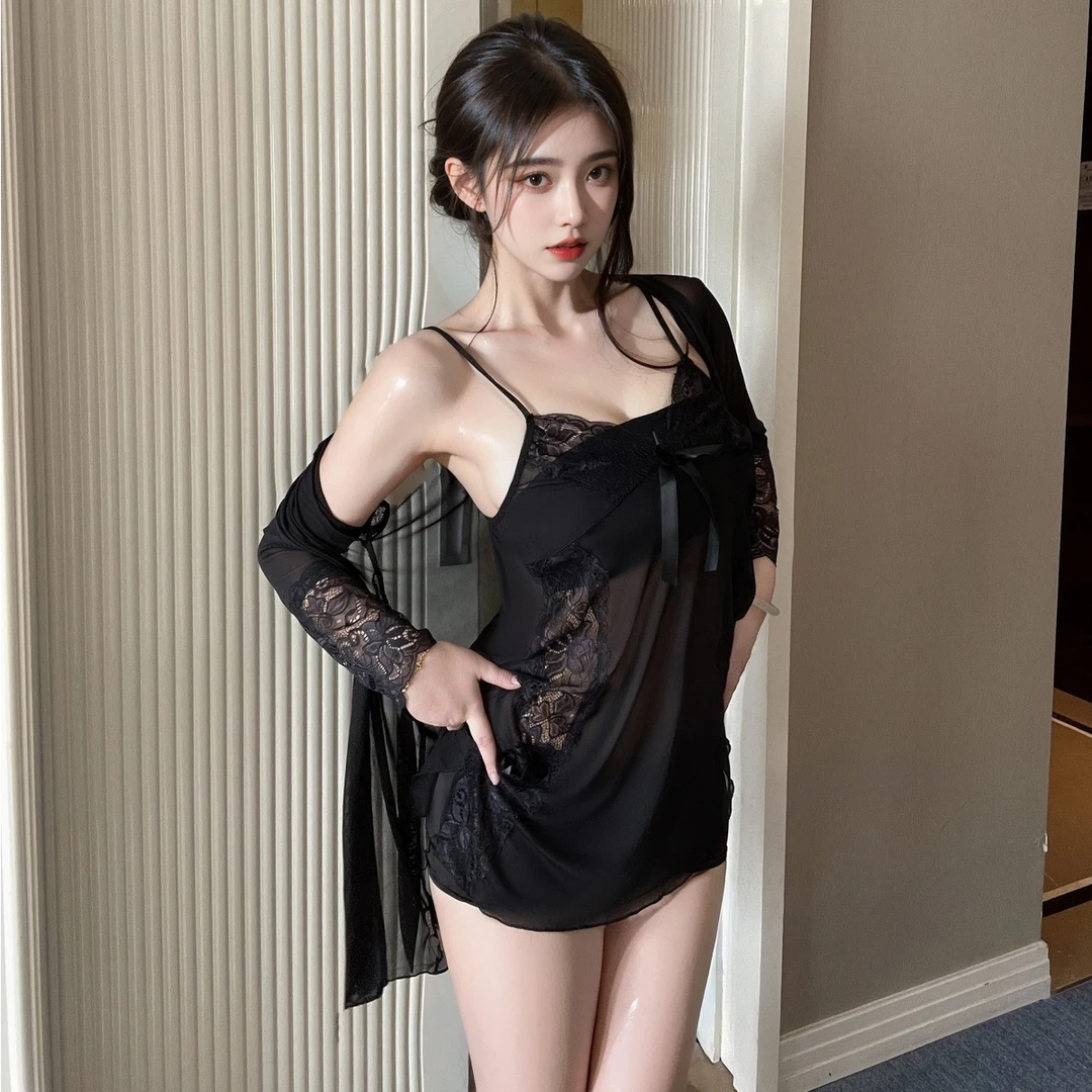 情侣趣味性感制服诱惑睡衣纯欲小胸显大蕾丝网纱睡裙美背吊带睡裙