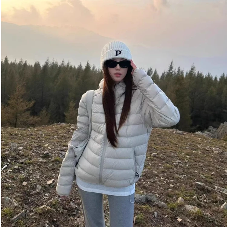 连帽排骨羽绒服女轻薄秋冬季2025新款外套韩系修身防风