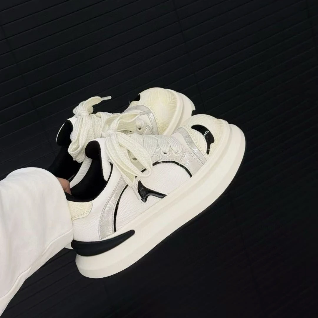 丑萌大头笑脸女鞋小白鞋2025春季新款厚底时尚百搭休闲透气运动鞋