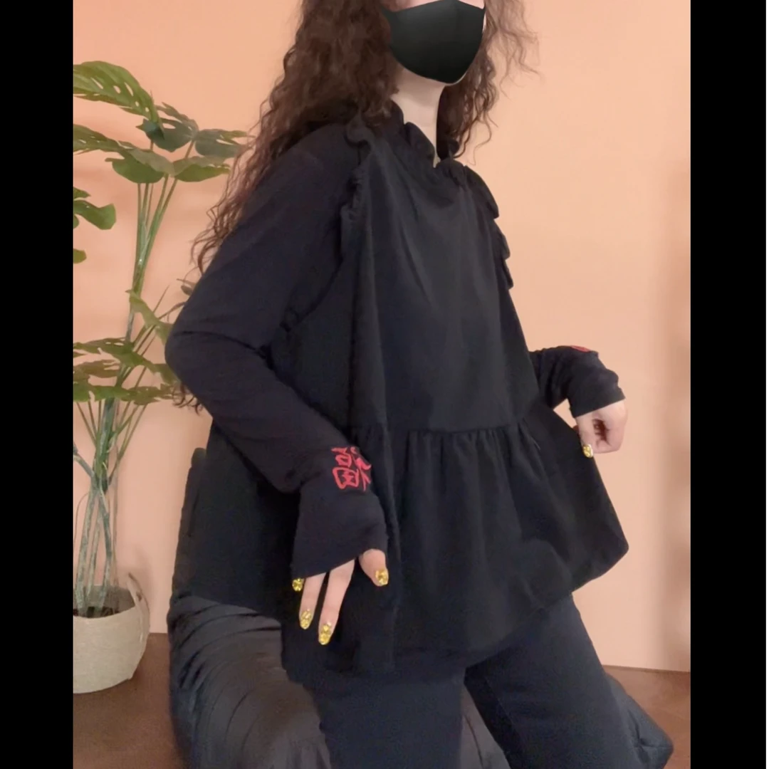 museguhui/木色古汇82511#木耳边拼接套头纯色休闲时尚马甲