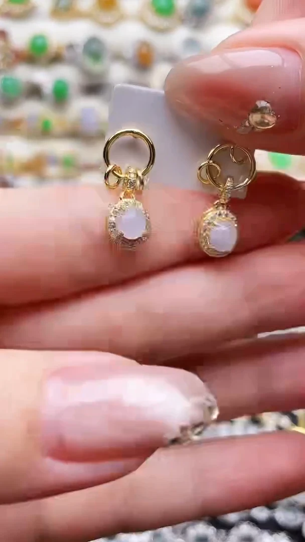 银S925镶嵌翡翠耳饰176