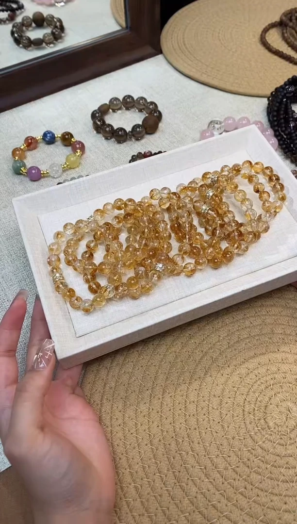 合金手链水晶《鎏光》黄塔晶黄水晶设计款手串9-10mm多样性发一