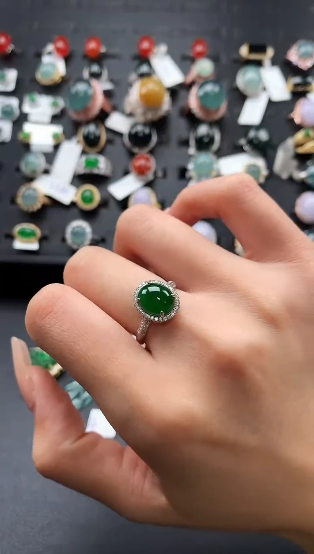 【闪购商品】翡翠戒指银S925镶嵌45876586867555