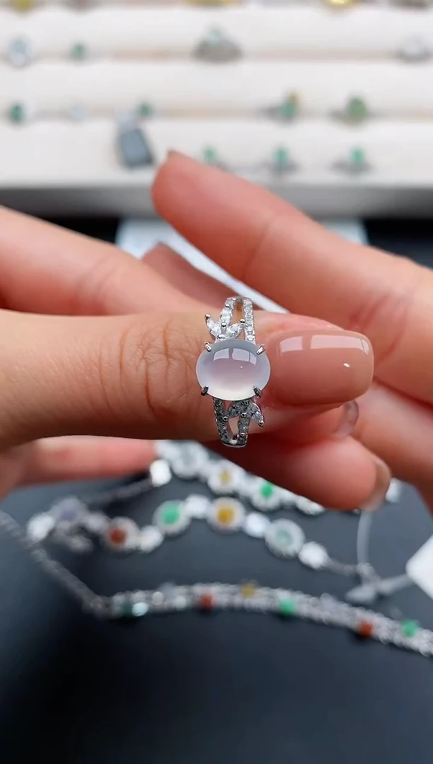 银S925镶嵌戒指翡翠44444444+1