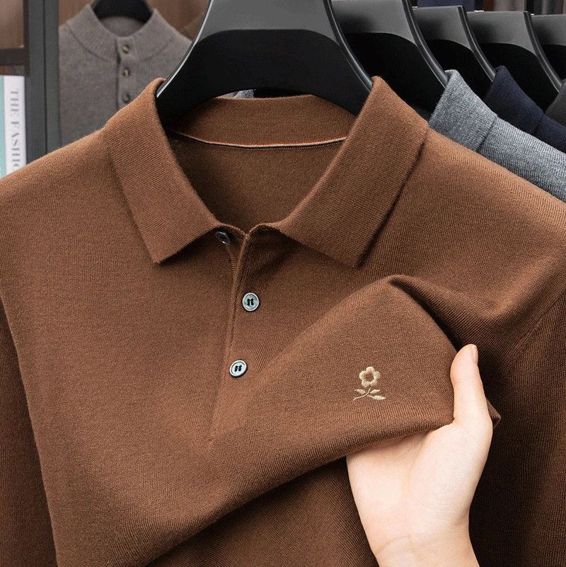【撤柜限购1件】2025高端轻奢时尚百搭桑蚕丝绵羊毛polo衫