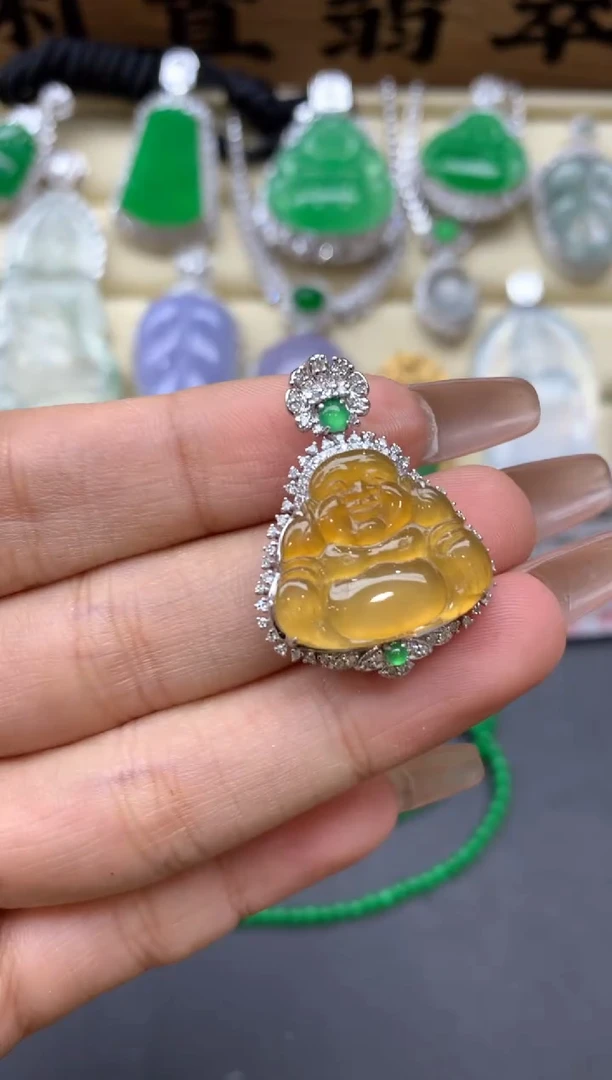 翡翠18K金镶嵌颈饰399-中国好珍宝