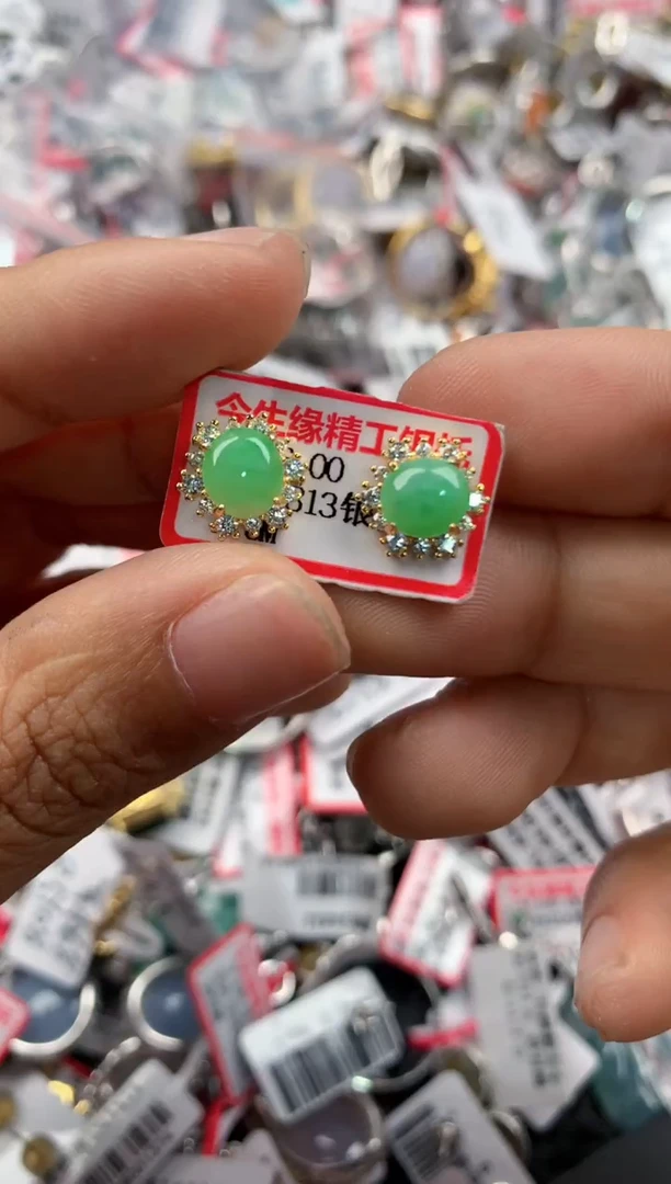 银S925镶嵌戒指翡翠444         8