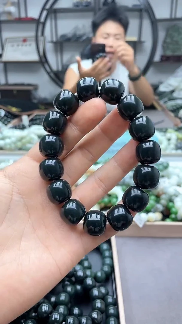 手串未镶嵌和田玉纯天然新疆叶城老油青16老型